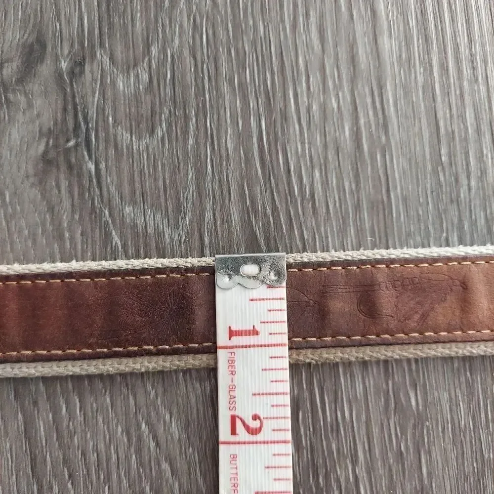 Zeppelin USA Made Leather on Canvas Fishing Hook Belt Solid Brass Buckle 38
